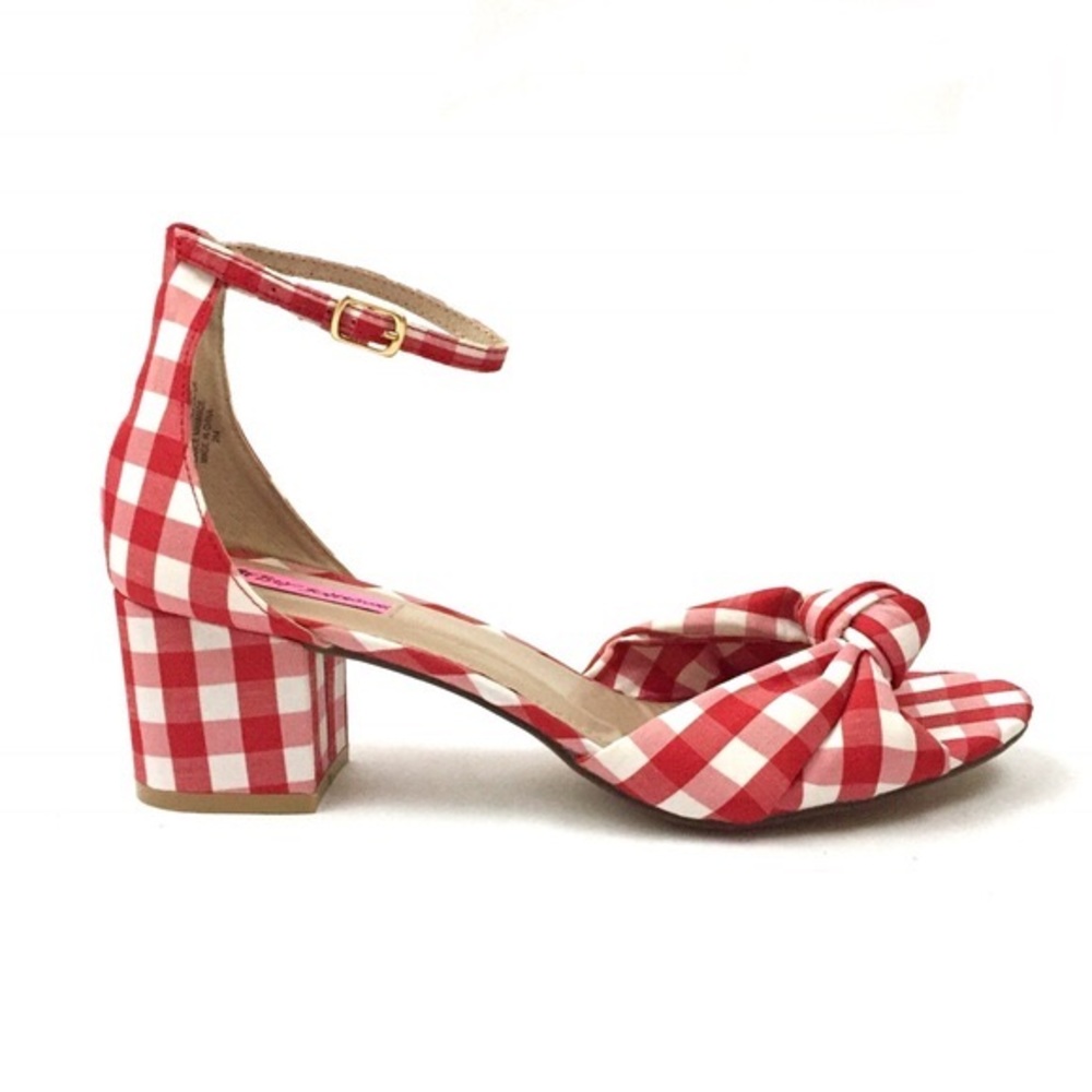 Betsy Johnson Red Ivee Gingham Knot Sandals